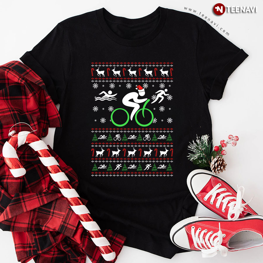 Triathlete Ugly Christmas T-Shirt
