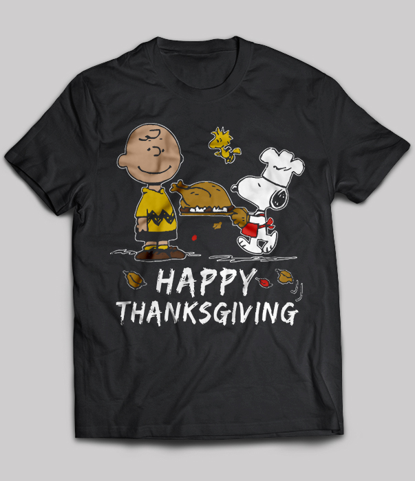 Snoopy Happy Thanksgiving Men Women Crew Neck Unisex Short Sleeve Top T-Shirt