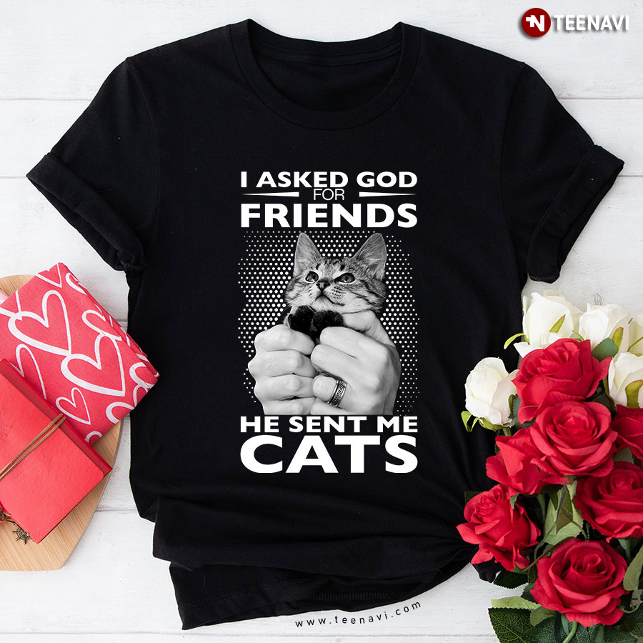I Asked God For Friends He Sent Me Cats T-Shirt
