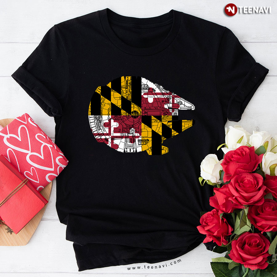 Maryland Flag And The Millennium Falcon T-Shirt