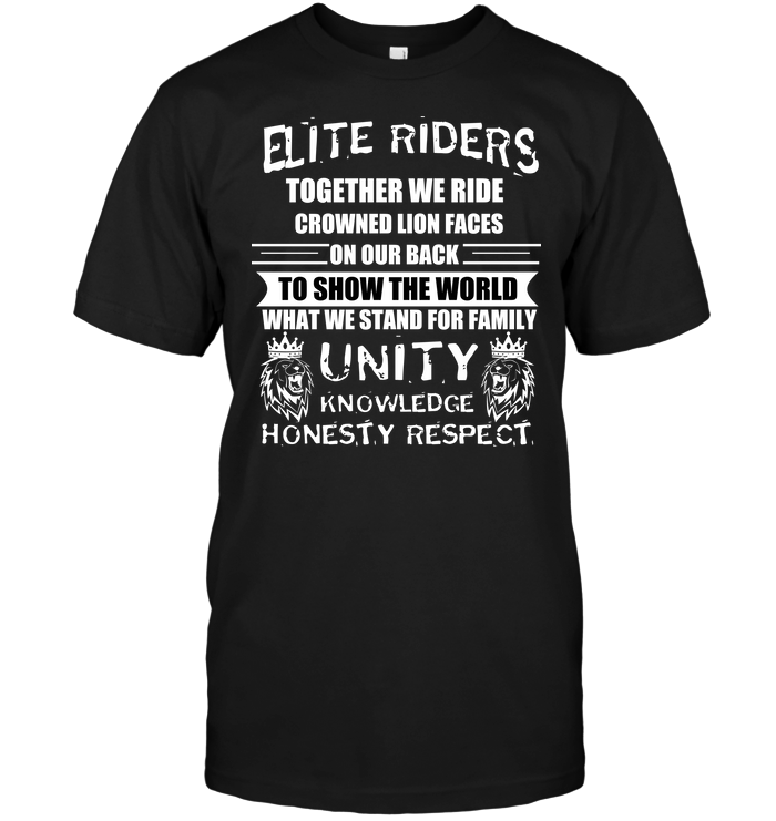 Elite Riders Together We Ride Crowned Lion Faces On Our Back