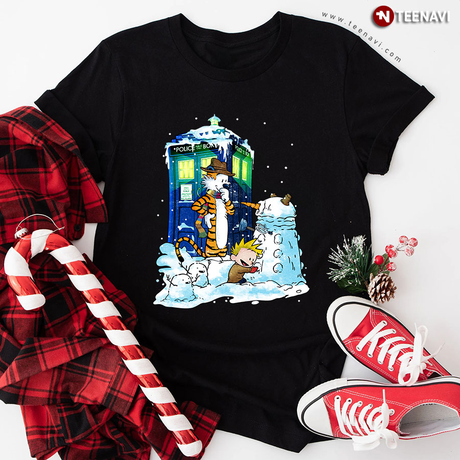 Doctor Calvin and Hobbes mashup Doctor Who T-Shirt