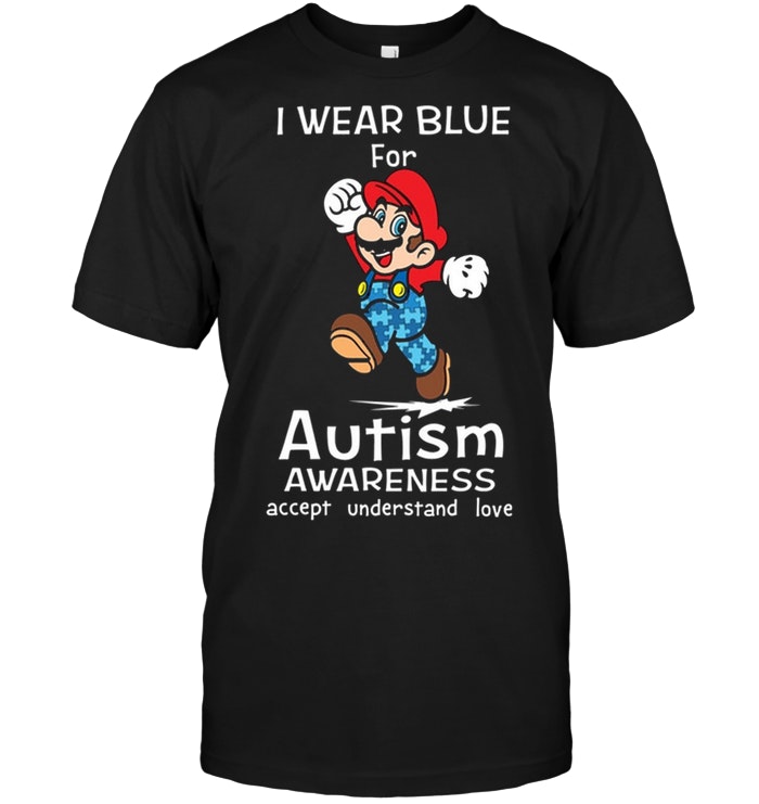 Autism Awareness Mario I Wear Blue