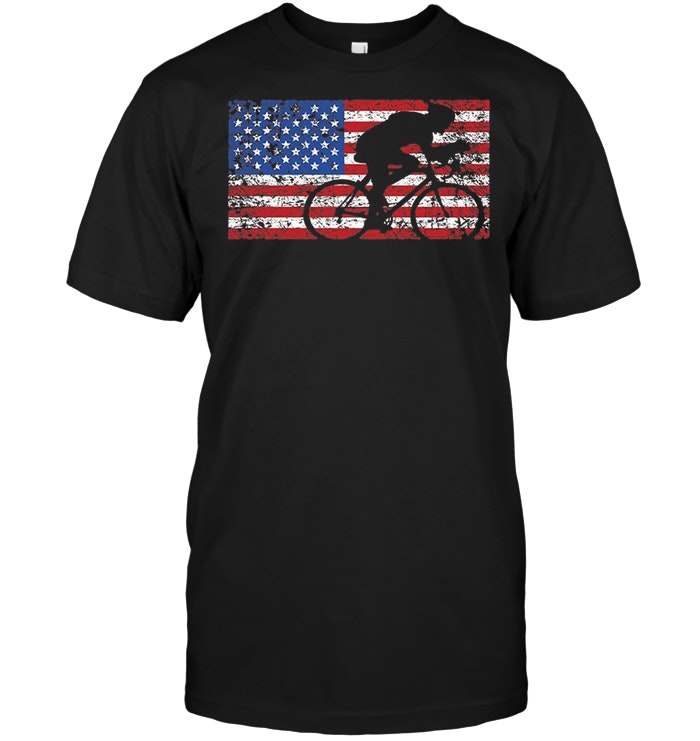American Flag Cycling Silhouette Cute Bicycle