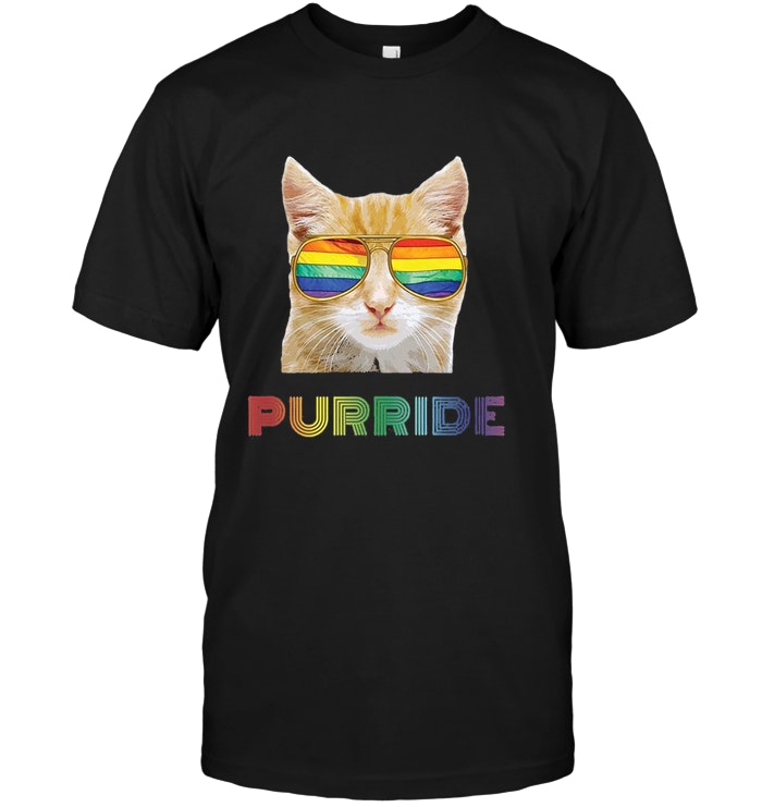 Purride Funny Cat Gay Pride LGBT Women Men Kitty Tee