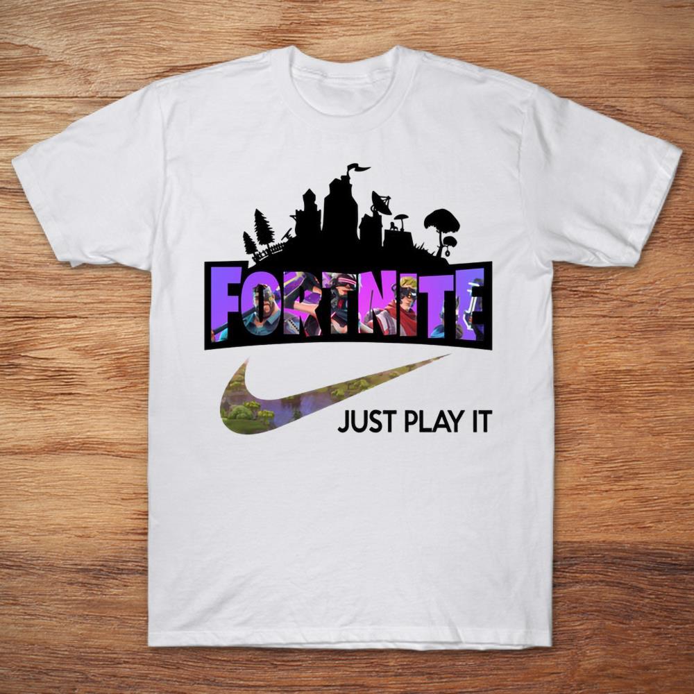 Fortnite Pro Shirt Fortnite Just Play It Nike Logo Epic Games Backing Pro T Shirt Teenavi