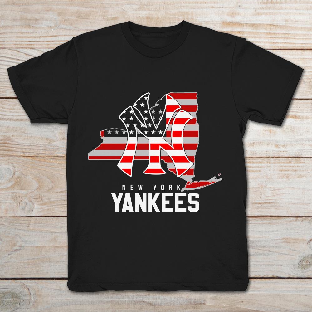 New York Map Yankees American Flag