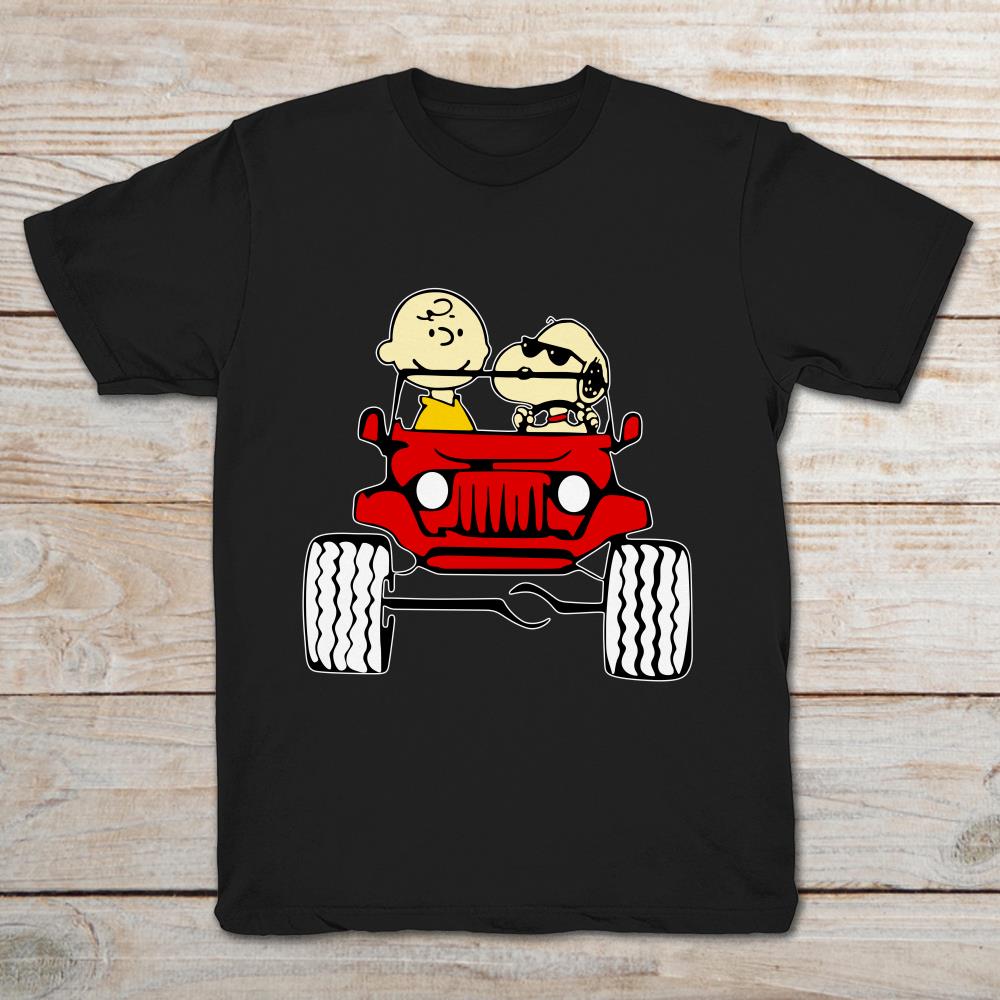 Snoopy And Charlie Brown In Jeep