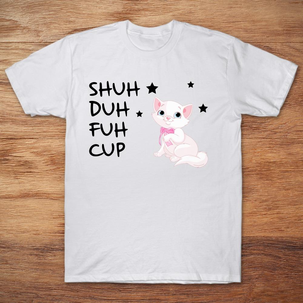 Illustration Of Adorable White Kitten Shuh Duh Fuh Cup