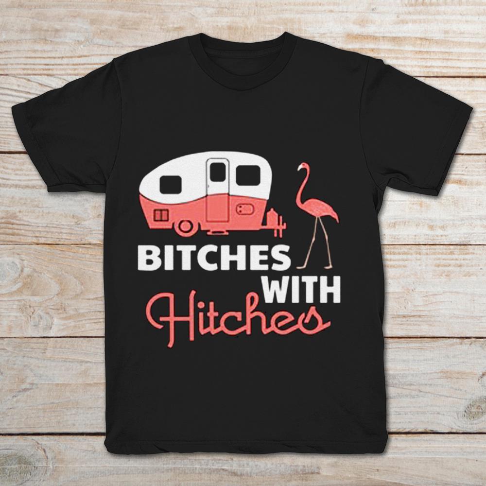 Funny Camping Bitches With Hitches Pink Crane