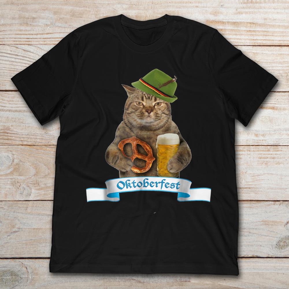 Oktoberfest Cat Holds Food And Drink