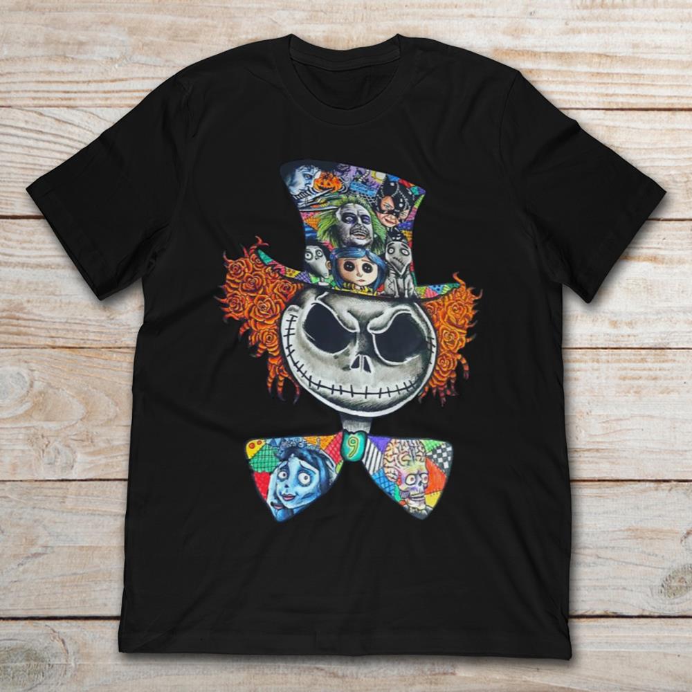 Mad Hatter Jack Skellington Tim Burtons Character T-Shirt