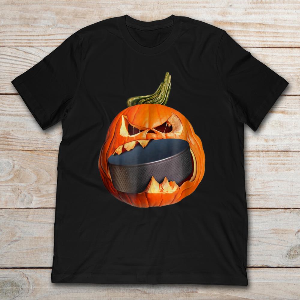 Hockey Pumpkin Eating Puck Halloween