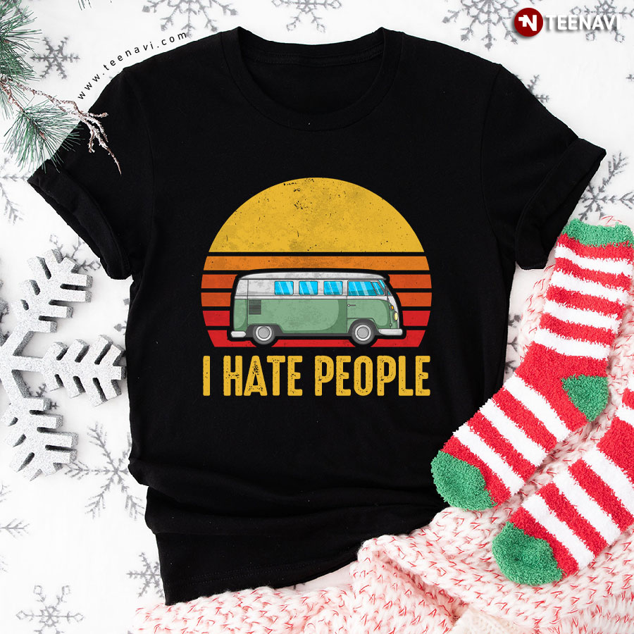 Vintage Bus Camping I Hate People T-Shirt