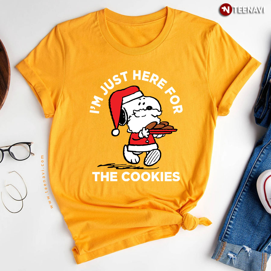Peanuts Santa Claus Snoopy I'm Just Here For The Cookies T-Shirt