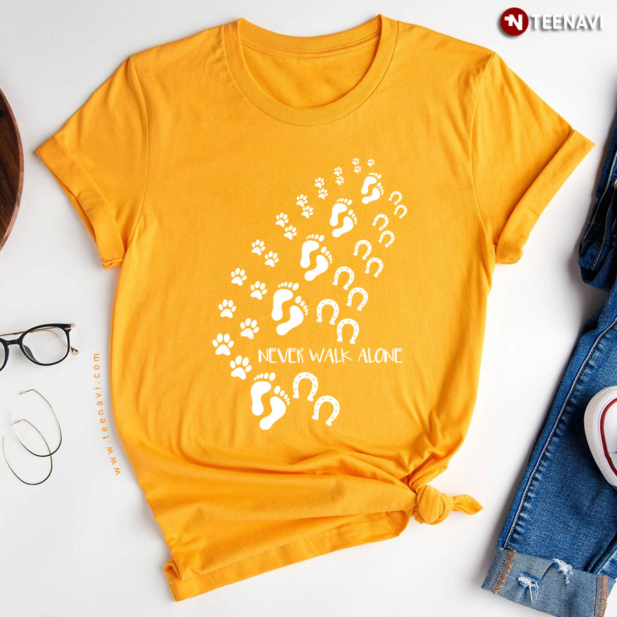 Footprints Human Dog And Horse Never Walk Alone