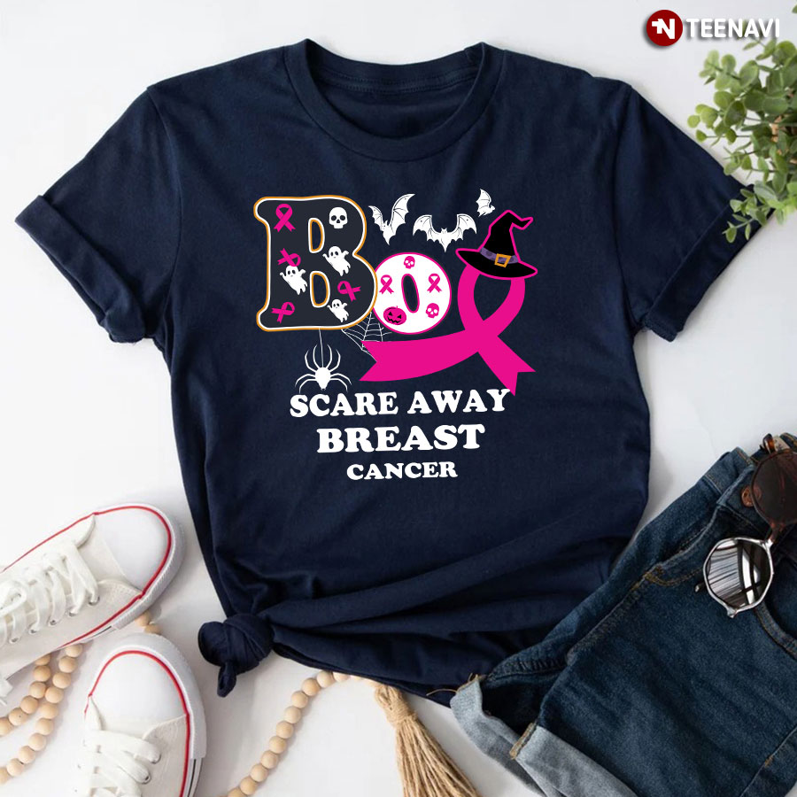 Boo Scare Away Breast Cancer Halloween T-Shirt