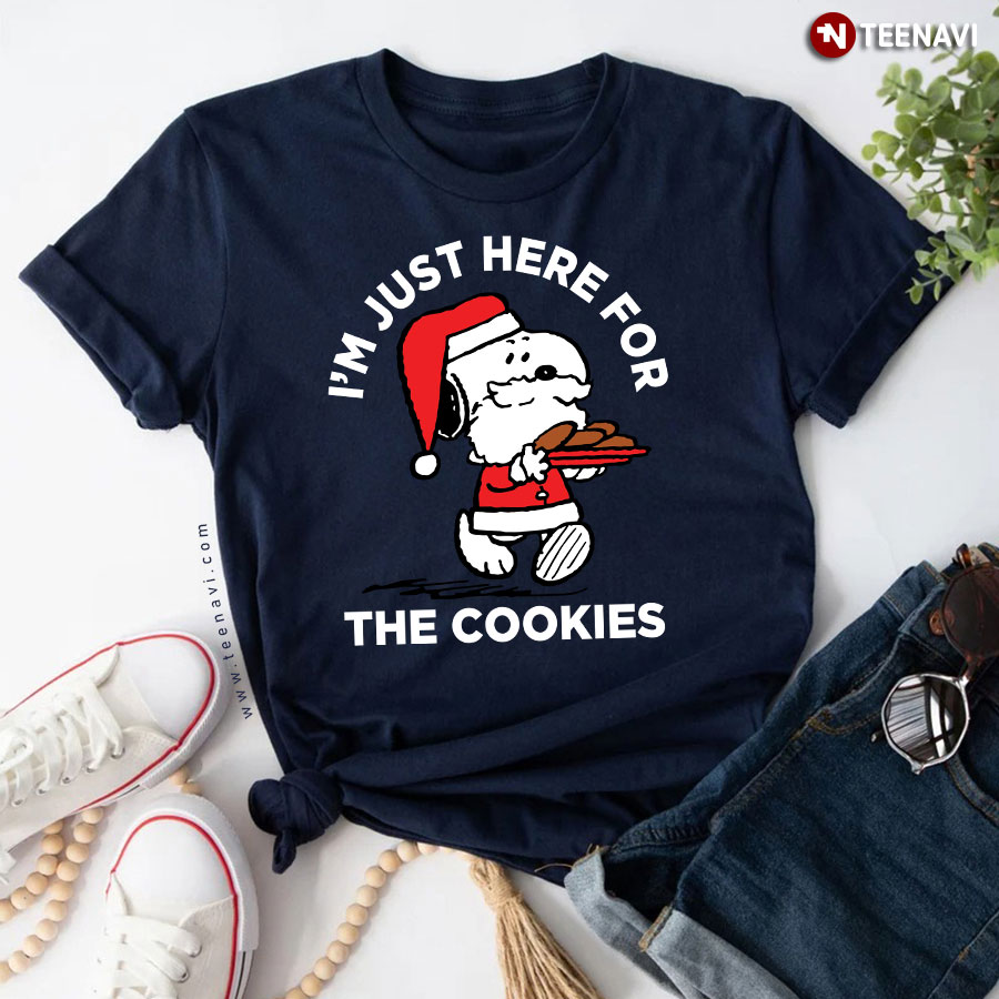 Peanuts Santa Claus Snoopy I'm Just Here For The Cookies T-Shirt