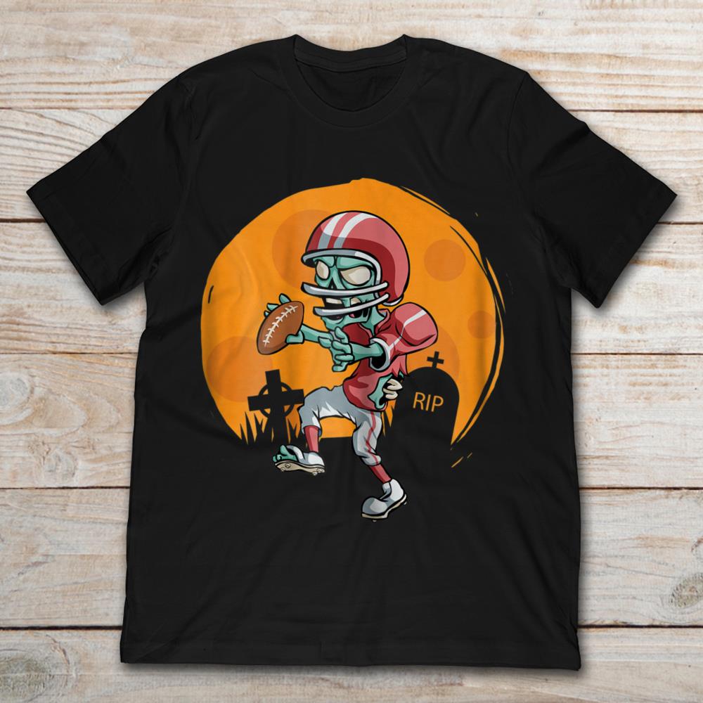 Halloween Zombie As Rugby Football Player