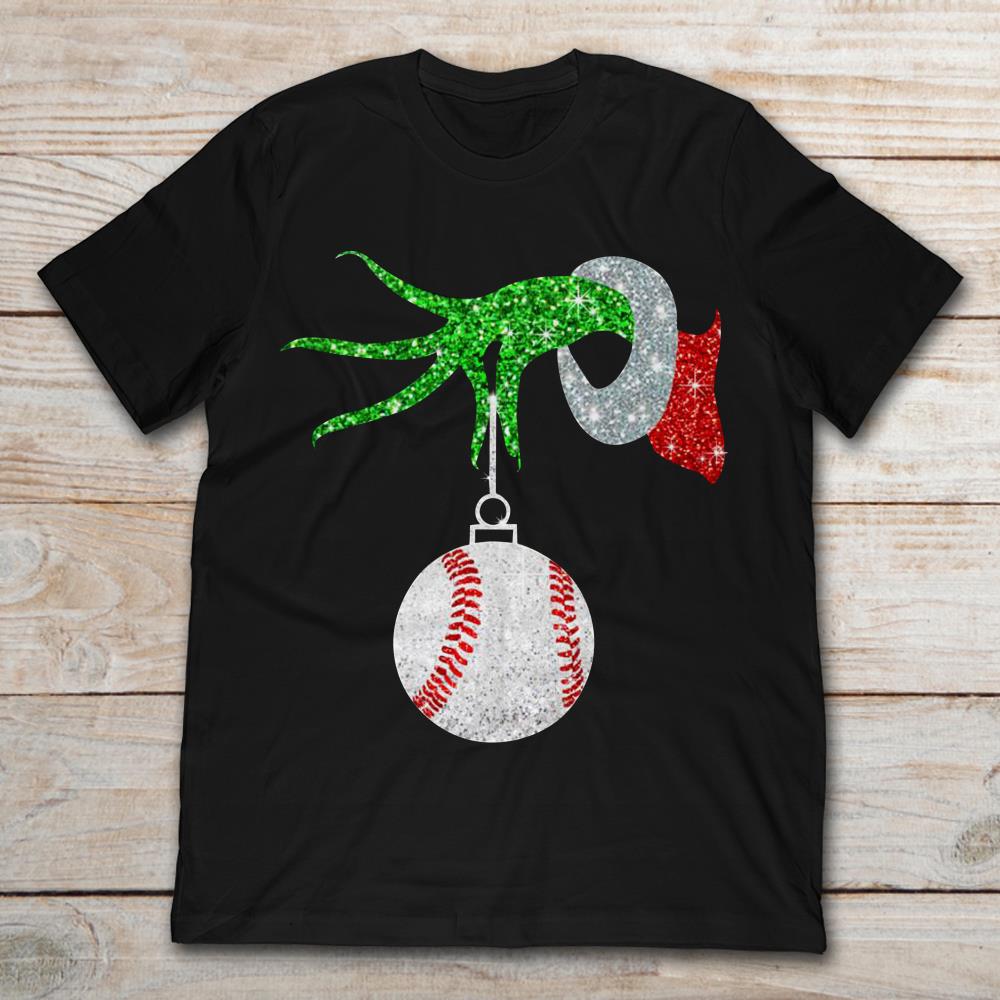 Grinch Hand Holding Baseball Ball Christmas