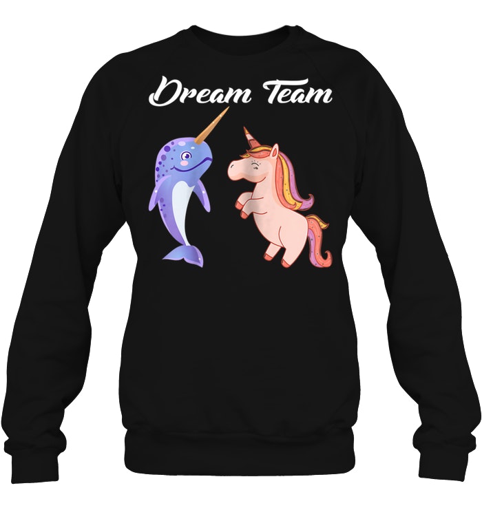 Dream Team Funny Shark And Unicorn T-Shirt - TeeNavi