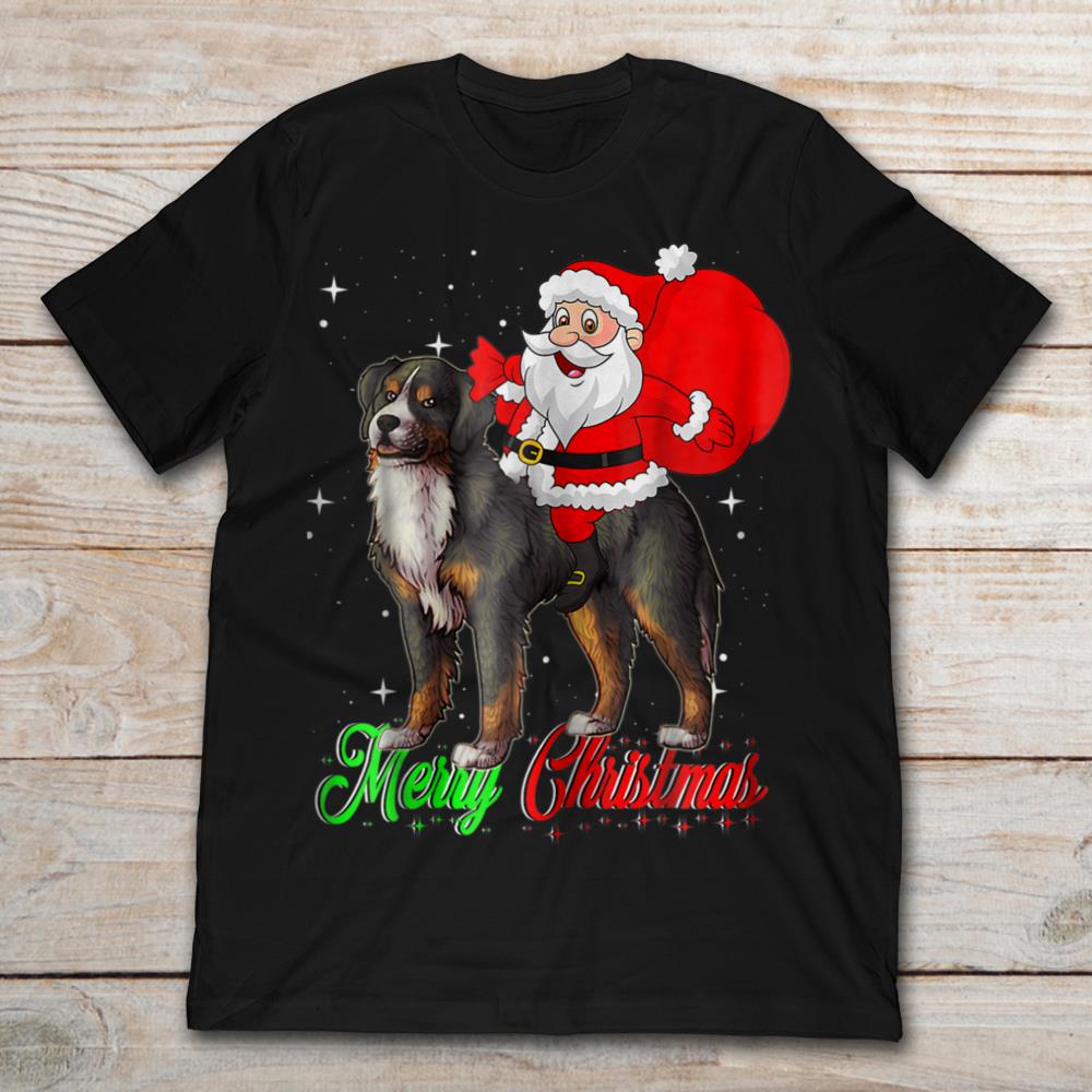 Merry Christmas Santa Claus With Big Dog
