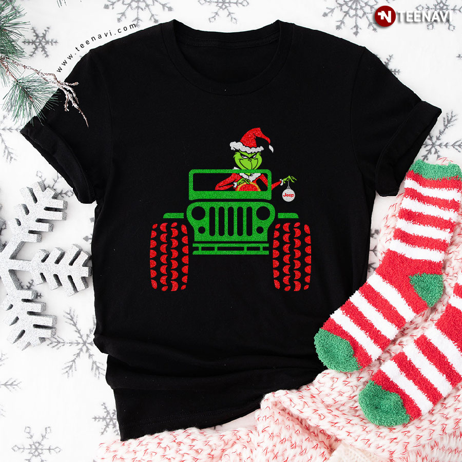 Grinch Driving Jeep Christmas T-Shirt