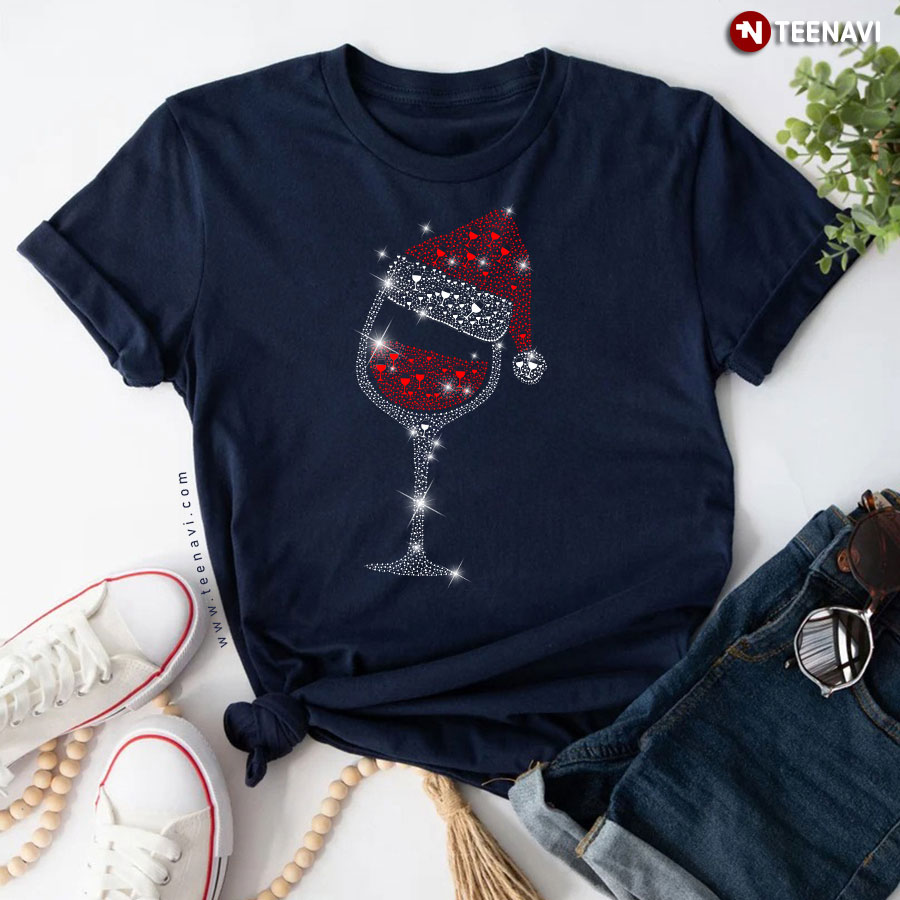 Glass Of Red Wine Santa Claus Christmas T-Shirt