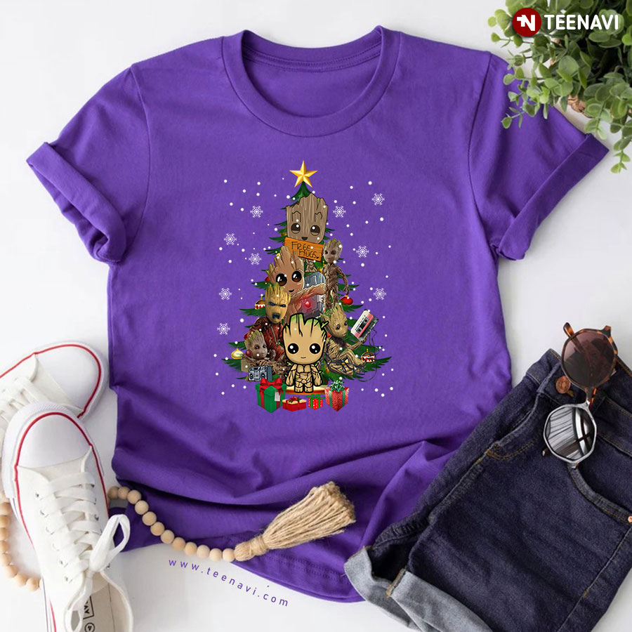 Baby Groot Guardians of the Galaxy Christmas Tree T-Shirt