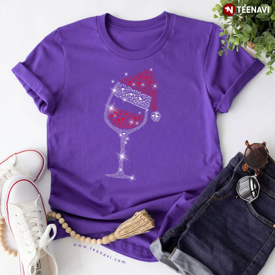 Glass Of Red Wine Santa Claus Christmas T-Shirt