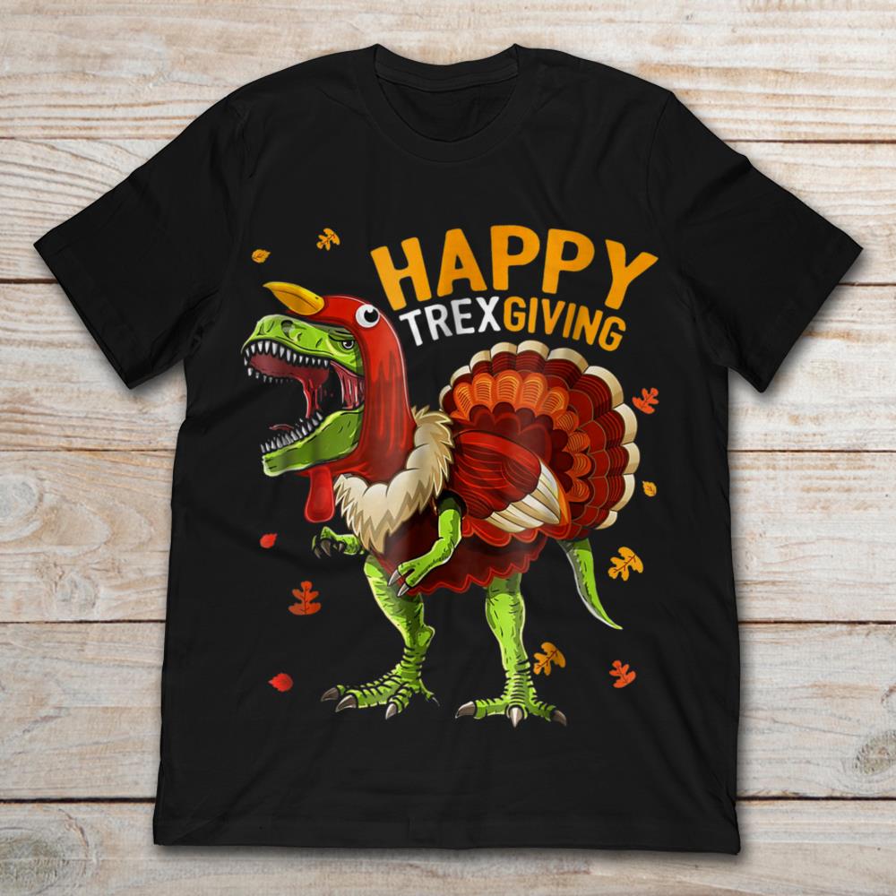 Happy Thanksgiving T Rex Dinosaur And Turkey