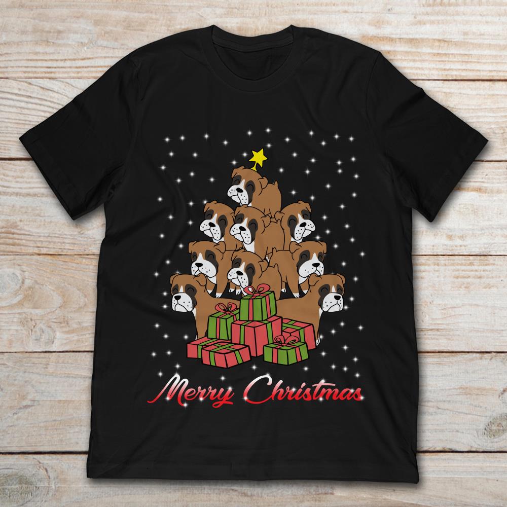 Funny Boxer Dog Merry Christmas Christmas Tree