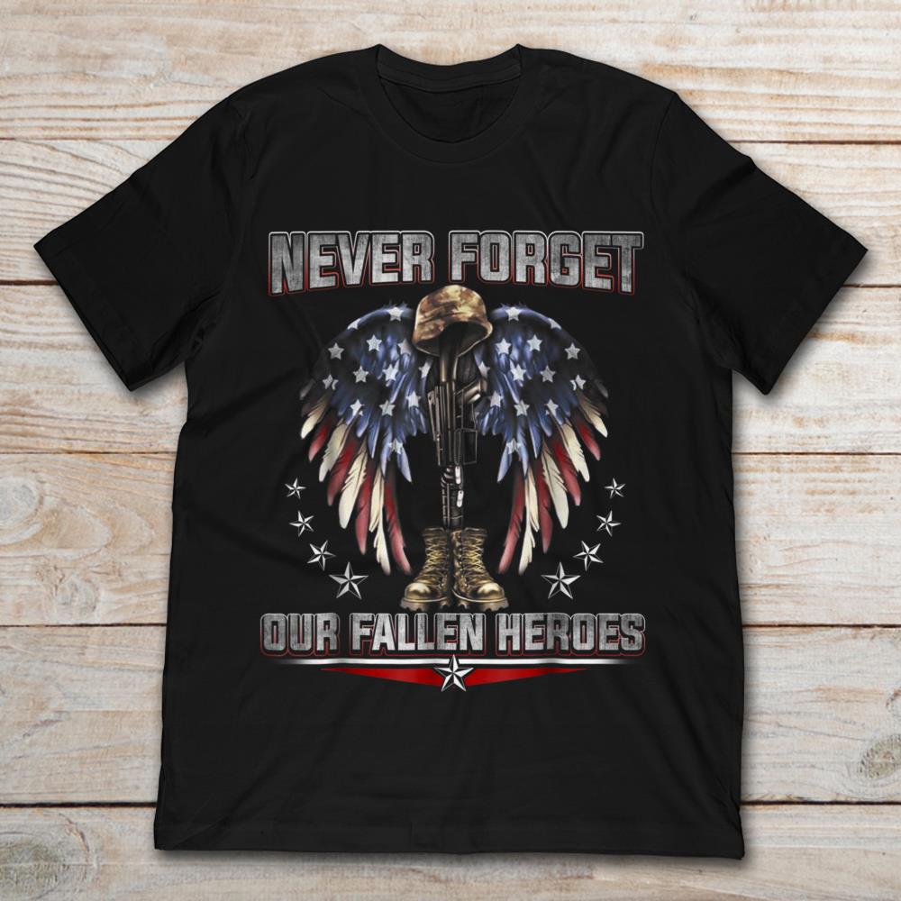 Never Forget Our Fallen Heroes Patriotic Metal Sign