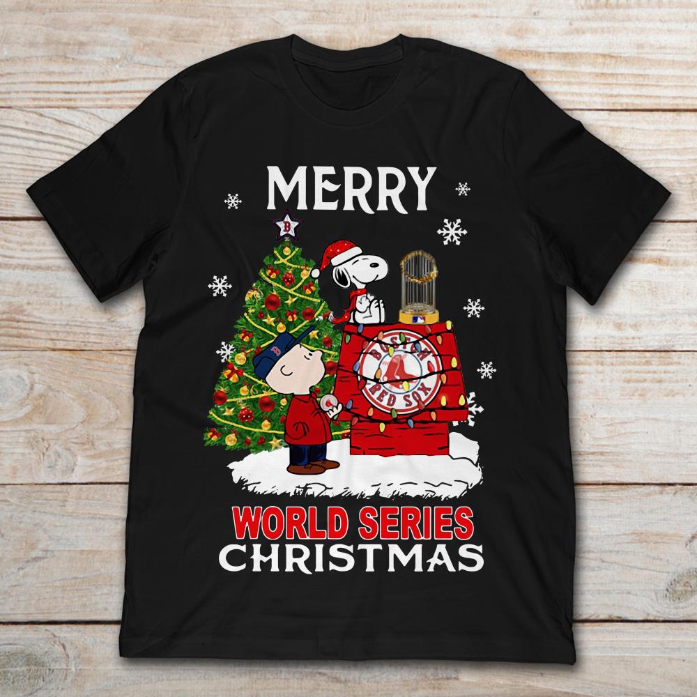 Snoopy Charlie Brown Merry World Series Christmas Red Sox