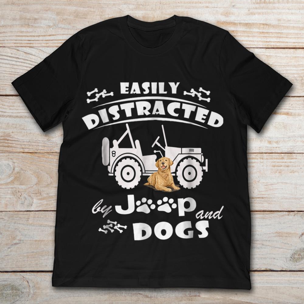 Easily Distracted By Jeep And Golden Retriever Dog