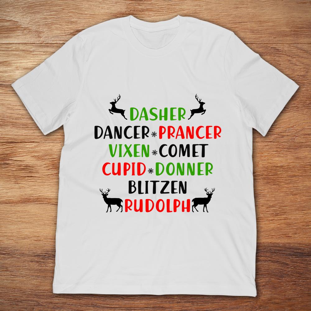 Dasher Dancer Prancer Vixen Comet Cupid Donner Blitzen Rudolph Christmas Reindeers