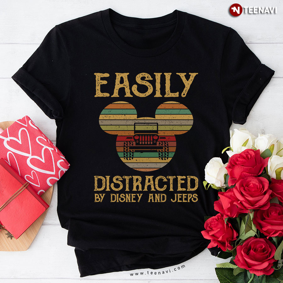 Easily Distracted By Disney Mickey Mouse And Jeeps T-Shirt