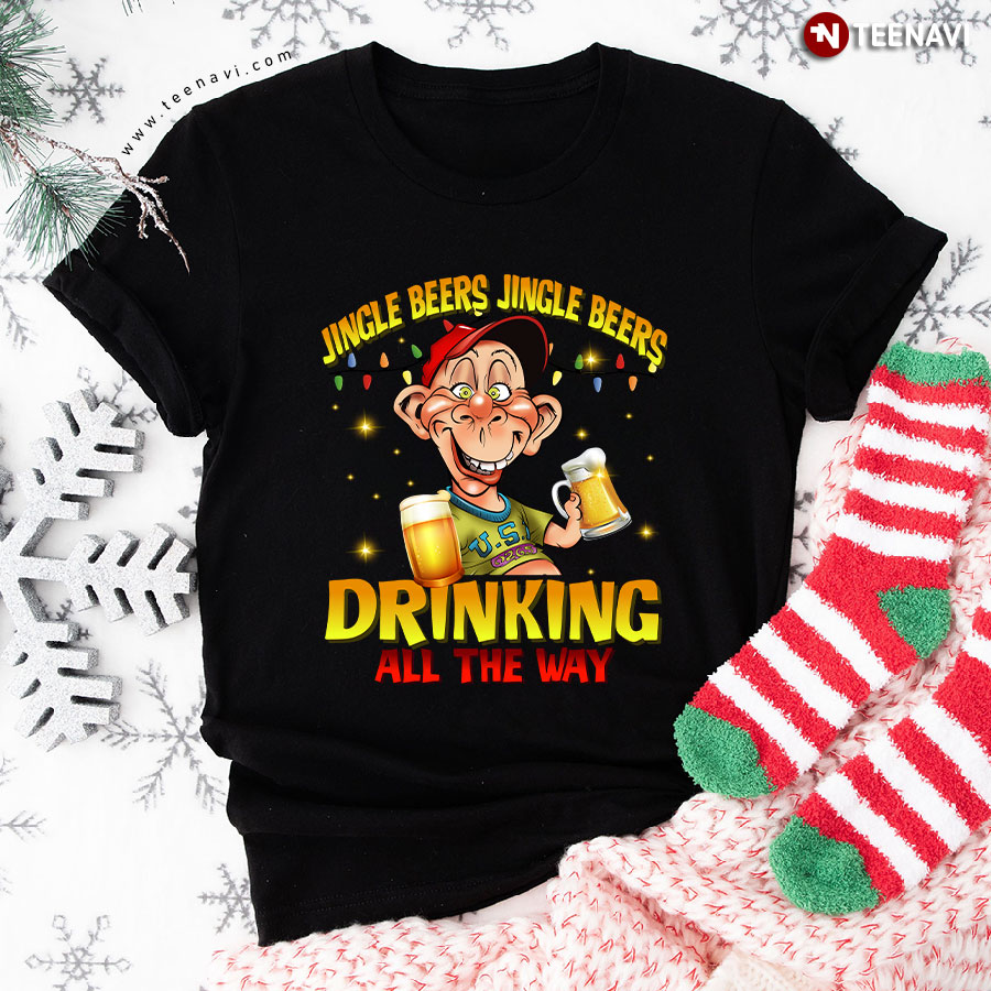 Bubba J Jingle Beers Jingle Beers Drinking All The Way Christmas T-Shirt