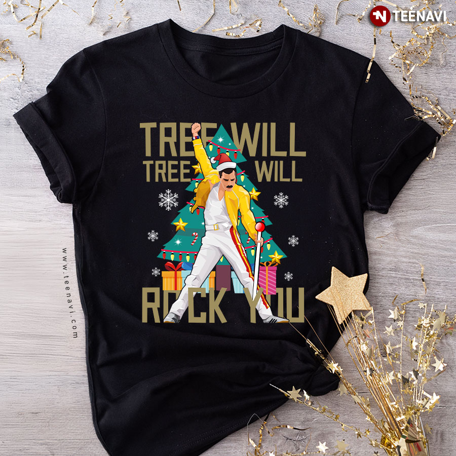 Freddie Mercury Christmas Tree Tree Will Rock You T-Shirt
