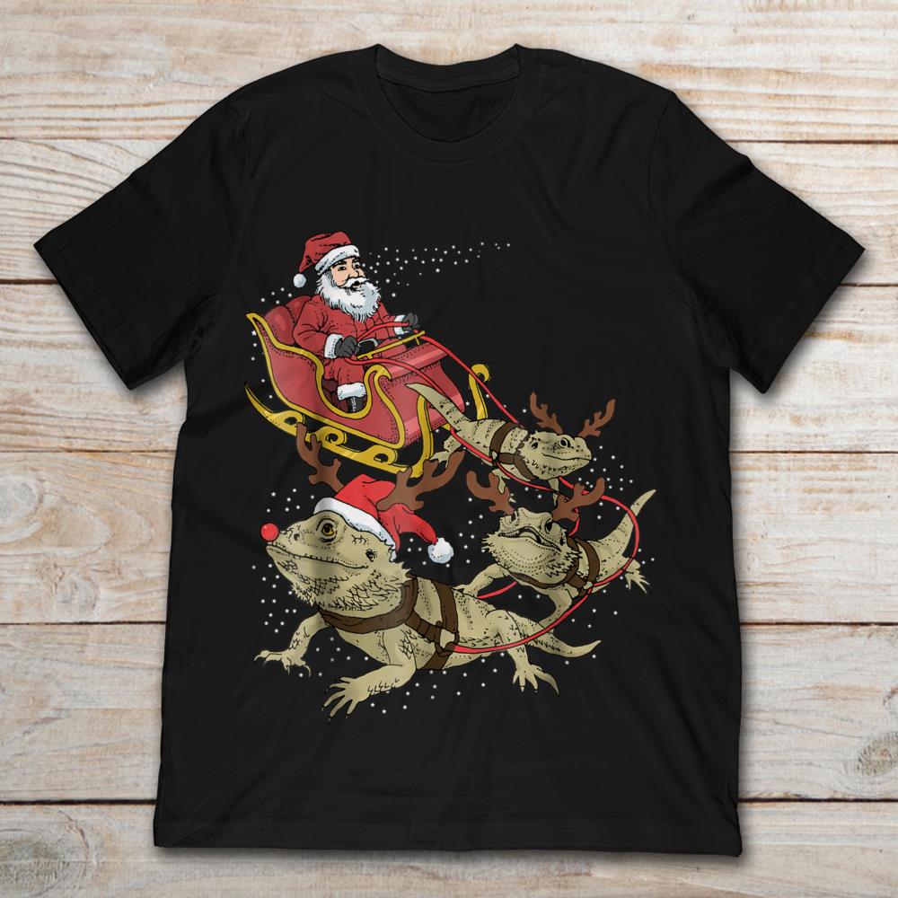 Santa Claus Riding Lizard Sleigh Christmas