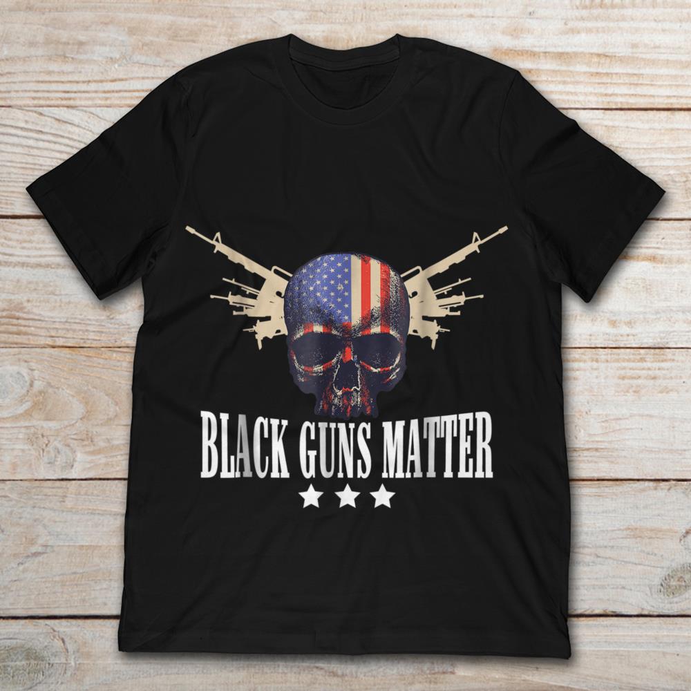 Black Guns Matter American Flag Skull Three Stars