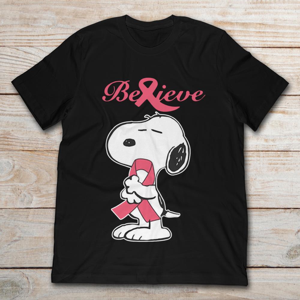 Snoopy Dog Believe Breast Cancer Awareness
