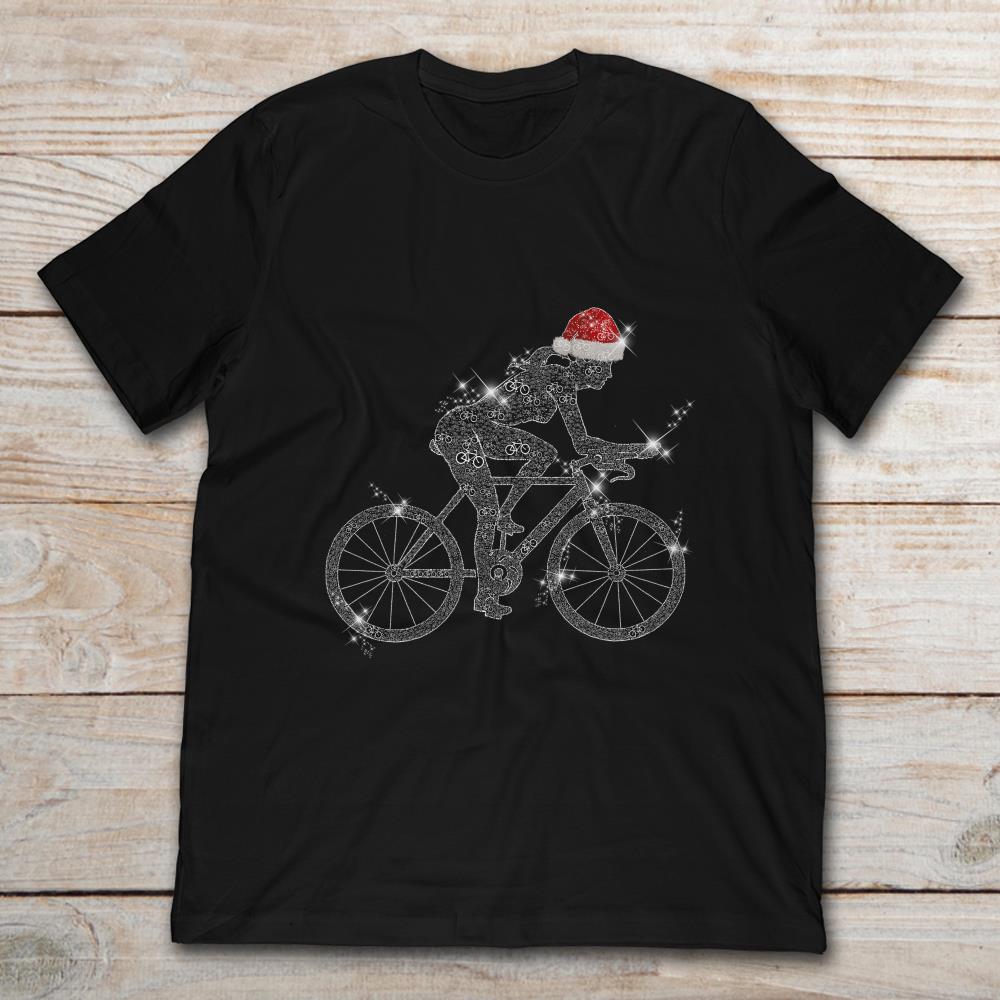 Funny Girl Christmas Riding Road Bike