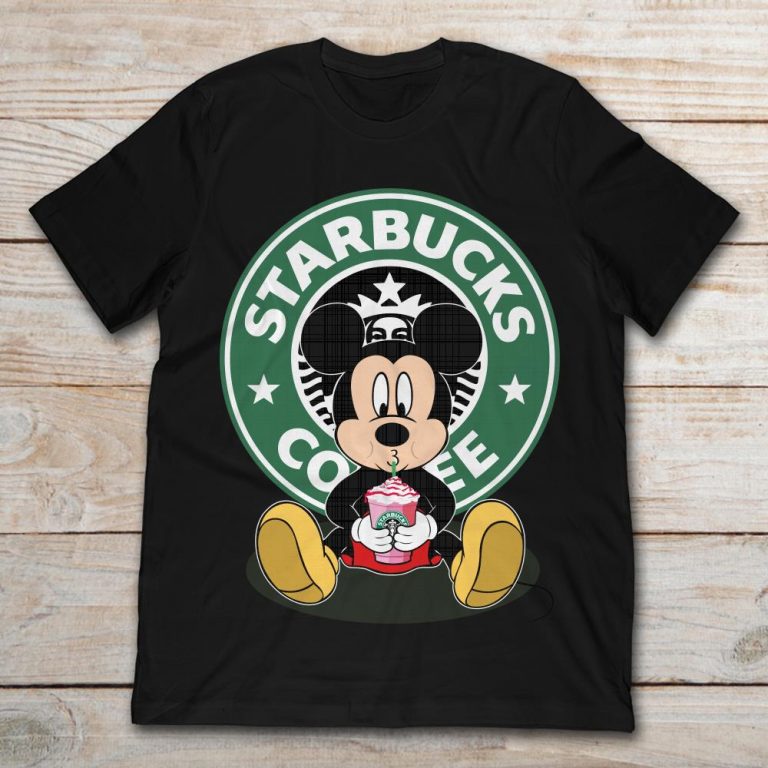 Disney Mickey Mouse Drinking Starbucks Coffee TShirt