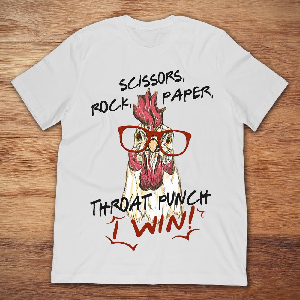 Cock Wearing Glasses Rock Paper Scissors Throat Punch I Win