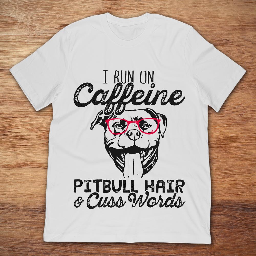 I Run On Caffeine Pitbull Hair and Cuss Words Throw Pillow 