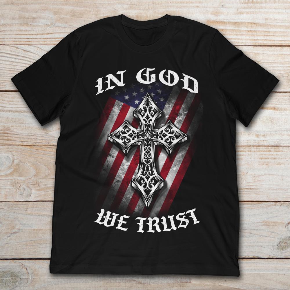 In God We Trust Amerian Flag Cross