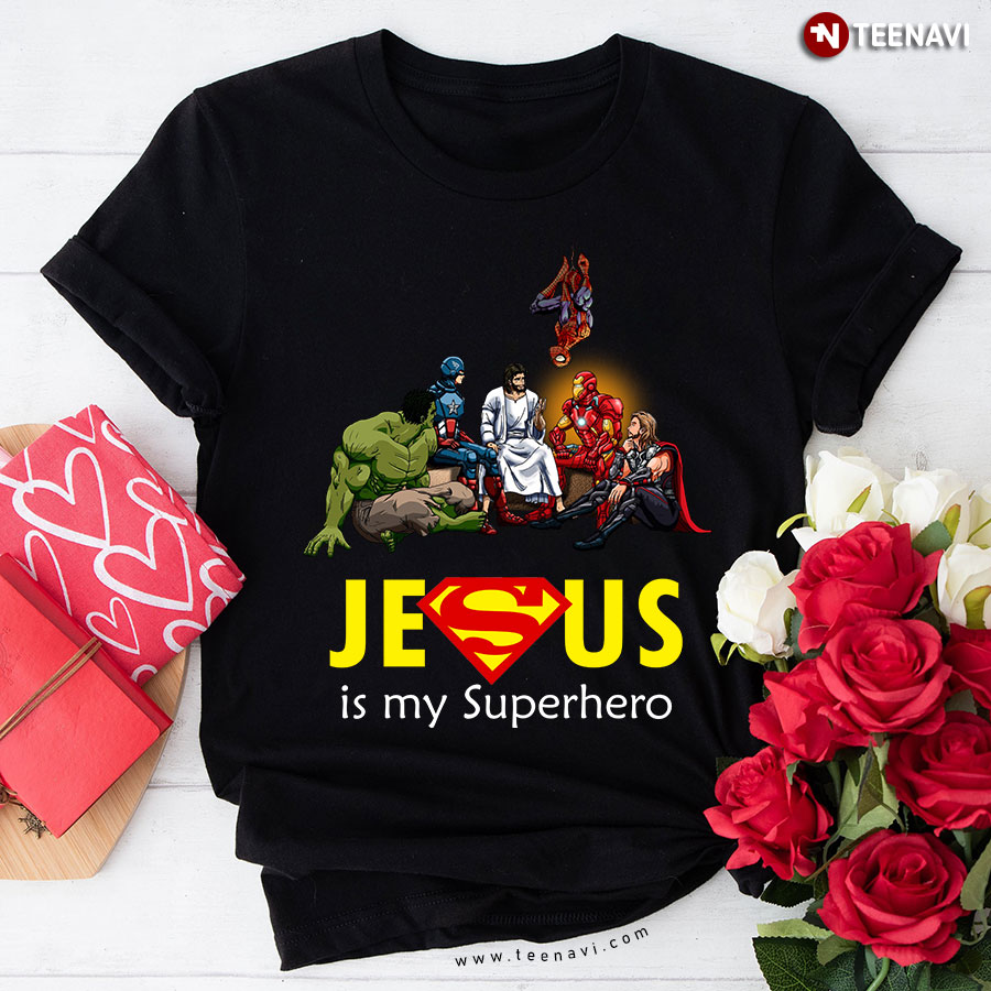Jesus And Superheroes Meeting Jesus Is My Superhero T-Shirt