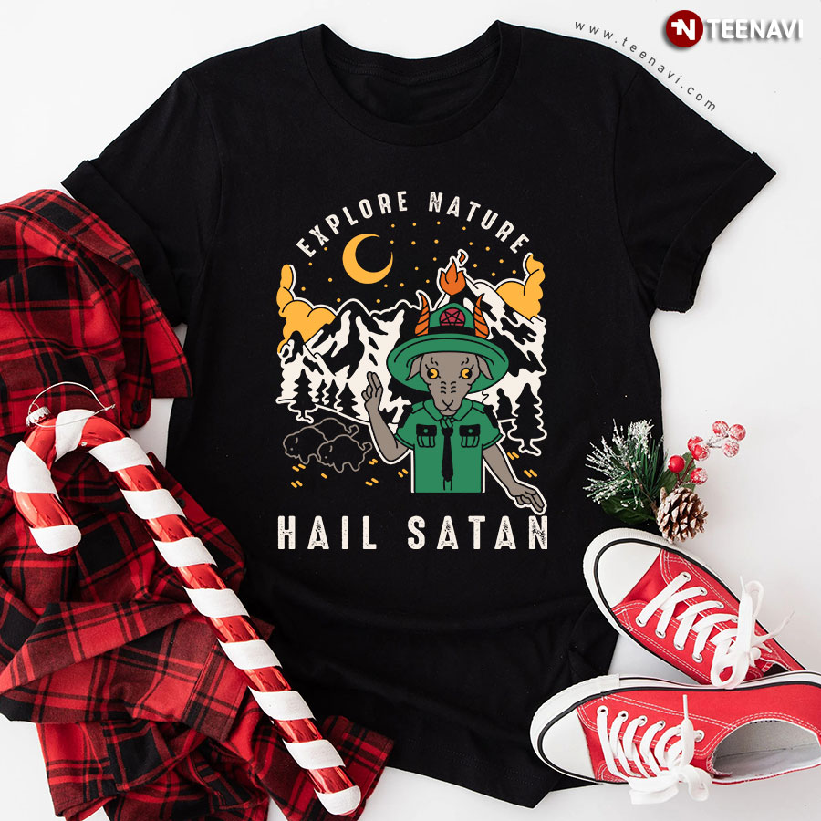 Goat Explore Nature Hail Satan T-Shirt