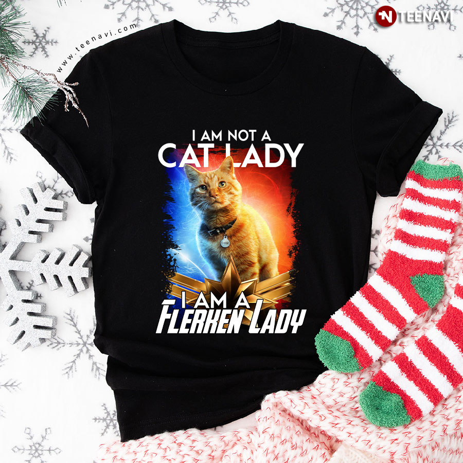 Kucing Captain Marvel I'm Not A Cat Lady I'm A Flerken Lady T-Shirt